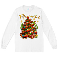 White Christmas Feliz Navidad Long Sleeve Tee - BundleAndBundleShop