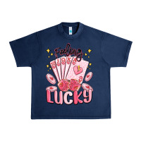 Navy feeling lucky Urban Heavy Tee - MaliasSmallBusiness