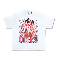 White feeling lucky Urban Heavy Tee - MaliasSmallBusiness