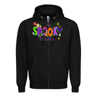Black Halloween Spooky Mama Zipper Hoodie - texasbilliewilder