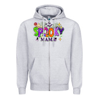 Heather Grey Halloween Spooky Mama Zipper Hoodie - texasbilliewilder