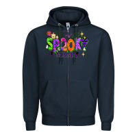 Navy Halloween Spooky Mama Zipper Hoodie - texasbilliewilder
