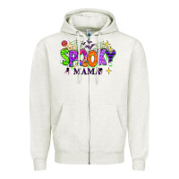 Oatmeal Heather Halloween Spooky Mama Zipper Hoodie - texasbilliewilder
