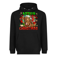 Black merry christmas cow Heavyweight Hoodie - CowGirlArtShop