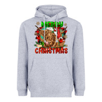 Heather Grey merry christmas cow Heavyweight Hoodie - CowGirlArtShop