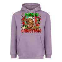 Lavender merry christmas cow Heavyweight Hoodie - CowGirlArtShop
