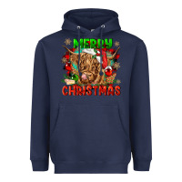 Navy merry christmas cow Heavyweight Hoodie - CowGirlArtShop