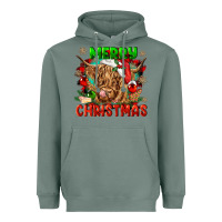 Sage merry christmas cow Heavyweight Hoodie - CowGirlArtShop