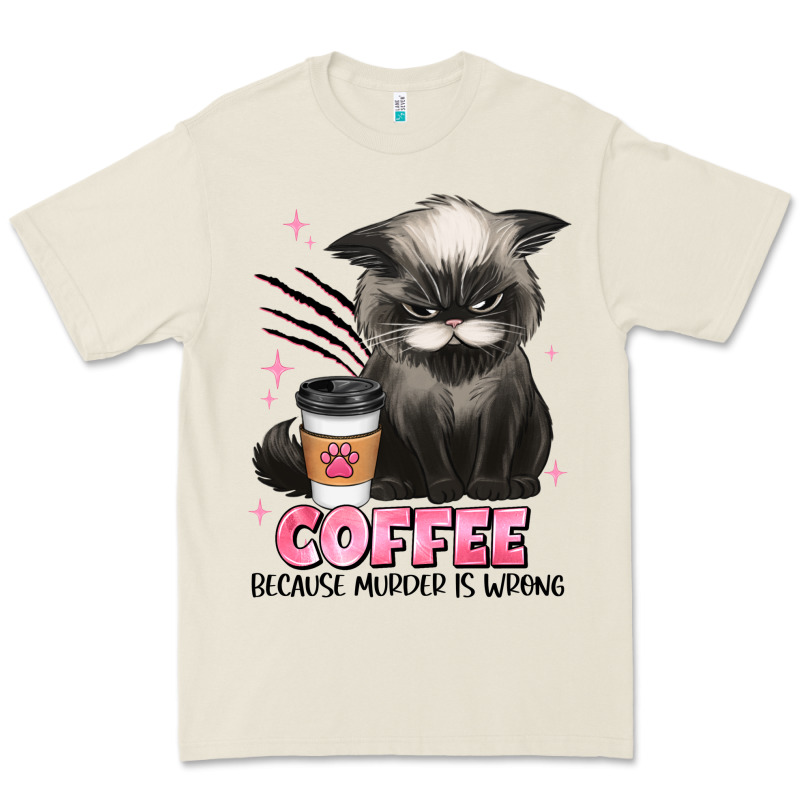 Coffee Because Murder Is Wrong Grumpy Cat Premium Tee by JahusDesignShop | Teevron