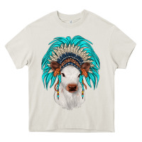Cream calf indian headdress Heavy Core Tee - JahusDesignShop