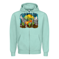 Seafoam Cemetery with Ghost Cats Zipper Hoodie - texasbilliewilder