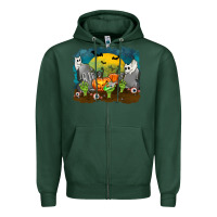 Sports Green Cemetery with Ghost Cats Zipper Hoodie - texasbilliewilder