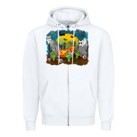 White Cemetery with Ghost Cats Zipper Hoodie - texasbilliewilder