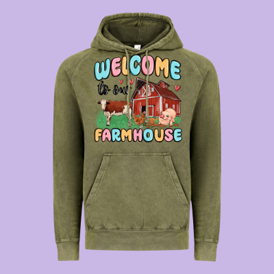 Welcome To Our Farmhouse Vintage Hoodie Designed By Maliassmallbusiness