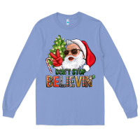 Colony Blue Don't Stop Believing Santa Long Sleeve Tee - BundleAndBundleShop