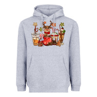 Heather Grey christmas reindeer coffee Heavyweight Hoodie - CowGirlArtShop