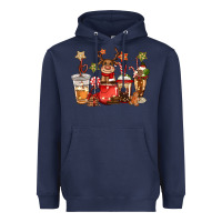 Navy christmas reindeer coffee Heavyweight Hoodie - CowGirlArtShop