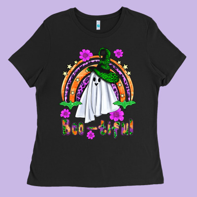 Boo Tiful Ghost Ladies Tee Designed By Bundleandbundleshop