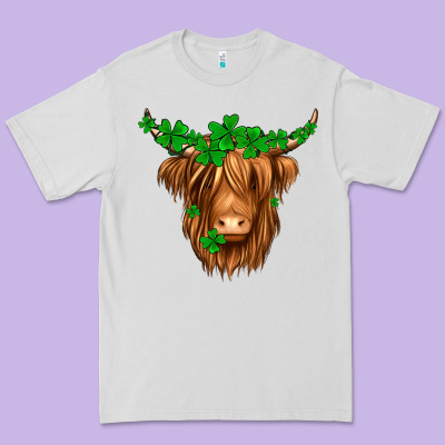 St. Patrick’s Day Long Hair Shaggy Cow Premium Tee Designed By Jasminsmagicworld