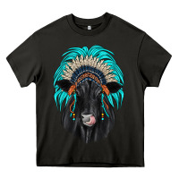 Asphalt black angus indian headdress Heavy Core Tee - JahusDesignShop