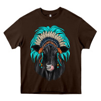 Chocolate Brown black angus indian headdress Heavy Core Tee - JahusDesignShop