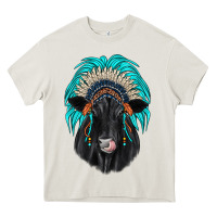 Cream black angus indian headdress Heavy Core Tee - JahusDesignShop