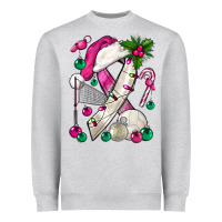 Heather Grey Pink Christmas Breast Cancer Ribbon Volleyball Heavyweight Sweatshirt - BundleAndBundleShop