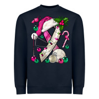 Navy Pink Christmas Breast Cancer Ribbon Volleyball Heavyweight Sweatshirt - BundleAndBundleShop