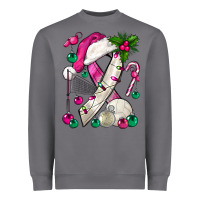 Storm Pink Christmas Breast Cancer Ribbon Volleyball Heavyweight Sweatshirt - BundleAndBundleShop