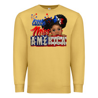Antique Gold little miss america black girl peekaboo Premium Sweatshirt - CowGirlArtShop