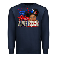 Navy little miss america black girl peekaboo Premium Sweatshirt - CowGirlArtShop
