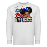 Oatmeal Heather little miss america black girl peekaboo Premium Sweatshirt - CowGirlArtShop
