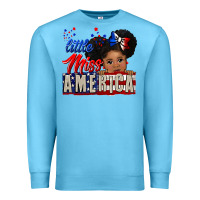 Ocean Blue little miss america black girl peekaboo Premium Sweatshirt - CowGirlArtShop
