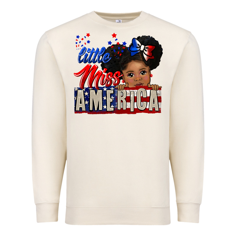 Little Miss America Black Girl Peekaboo Premium Sweatshirt by CowGirlArtShop | Teevron
