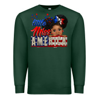 Sports Green little miss america black girl peekaboo Premium Sweatshirt - CowGirlArtShop