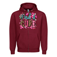 Burgundy find a cure Zipper Hoodie - NancyCooperArtShop