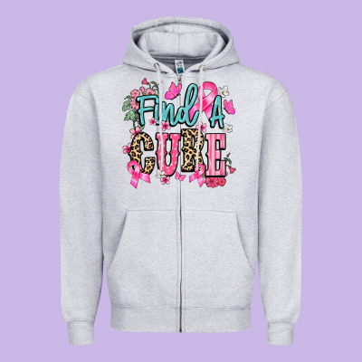 Find A Cure Zipper Hoodie Designed By Nancycooperartshop
