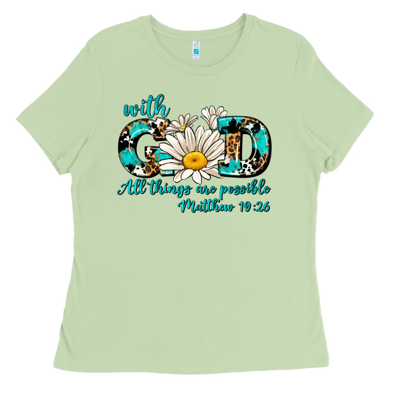 With God All Things Are Possible Daisy Ladies Tee by AdoDesignShop | Teevron