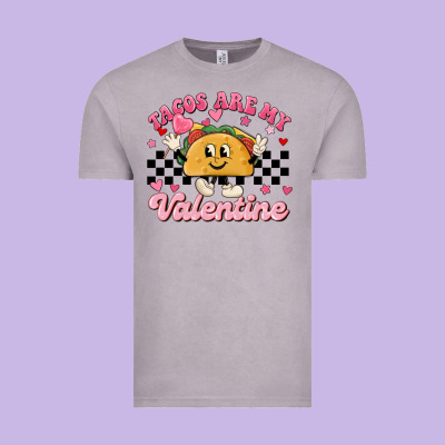 Tacos Are My Valentine Vintage Tee Designed By Maliassmallbusiness