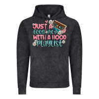 Vintage Black just a good mom with a hood playlist Vintage Hoodie - MaliasSmallBusiness