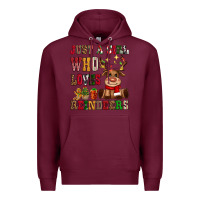 Burgundy just a girl who loves reindeers Premium Hoodie - CowGirlArtShop
