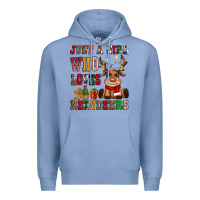 Colony Blue just a girl who loves reindeers Premium Hoodie - CowGirlArtShop
