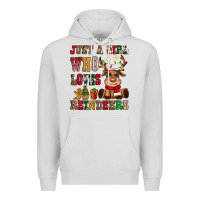 Dove Grey just a girl who loves reindeers Premium Hoodie - CowGirlArtShop