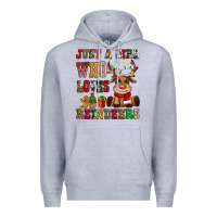 Heather Grey just a girl who loves reindeers Premium Hoodie - CowGirlArtShop