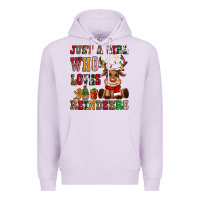 Lilac just a girl who loves reindeers Premium Hoodie - CowGirlArtShop