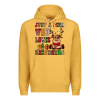 Mustard just a girl who loves reindeers Premium Hoodie - CowGirlArtShop