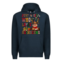 Navy just a girl who loves reindeers Premium Hoodie - CowGirlArtShop
