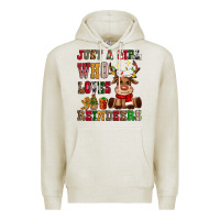 Oatmeal Heather just a girl who loves reindeers Premium Hoodie - CowGirlArtShop