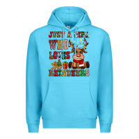 Ocean Blue just a girl who loves reindeers Premium Hoodie - CowGirlArtShop