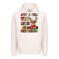 Pale Pink just a girl who loves reindeers Premium Hoodie - CowGirlArtShop